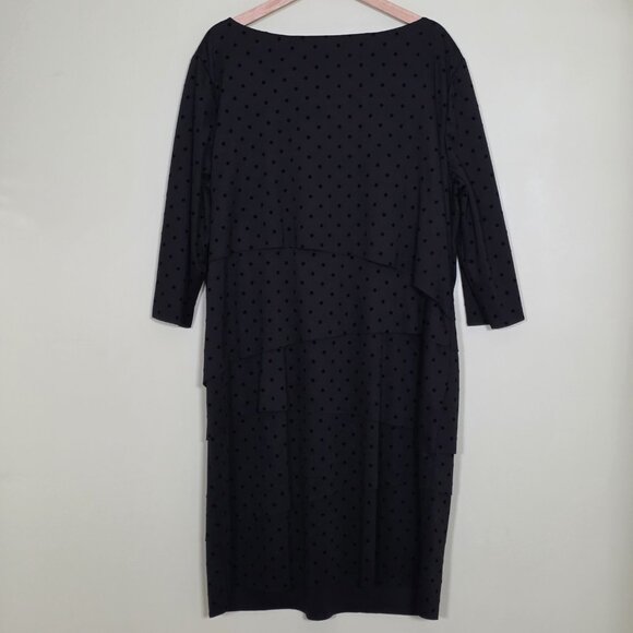 Tahari Arthur S. Levine Dress Womens 18W Black Polka Dots Layered Tiered Mature - Picture 2 of 16